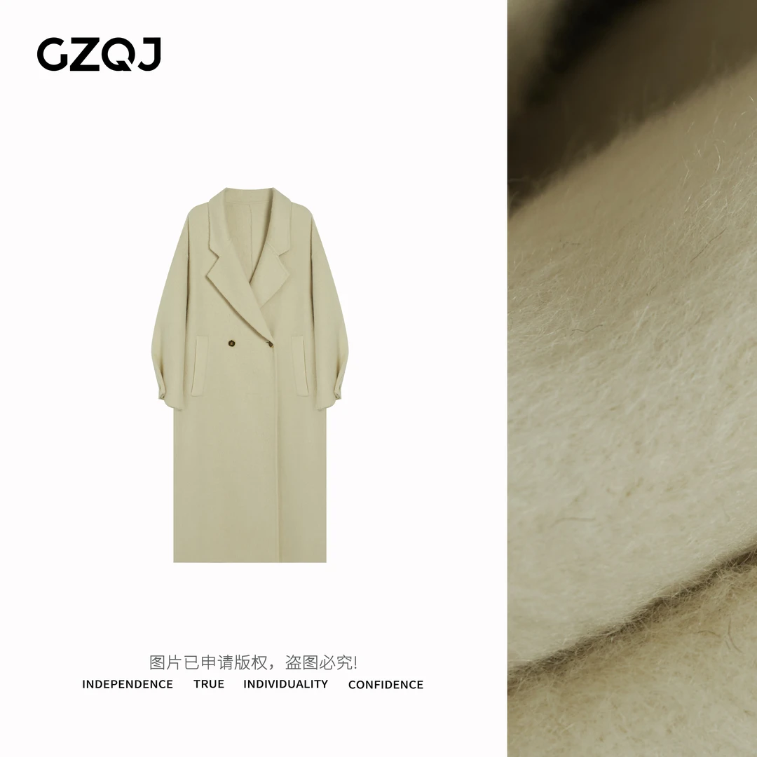 老琴私服【北国雪夜】气质显瘦长款休闲羊毛大衣外套女秋冬 69087