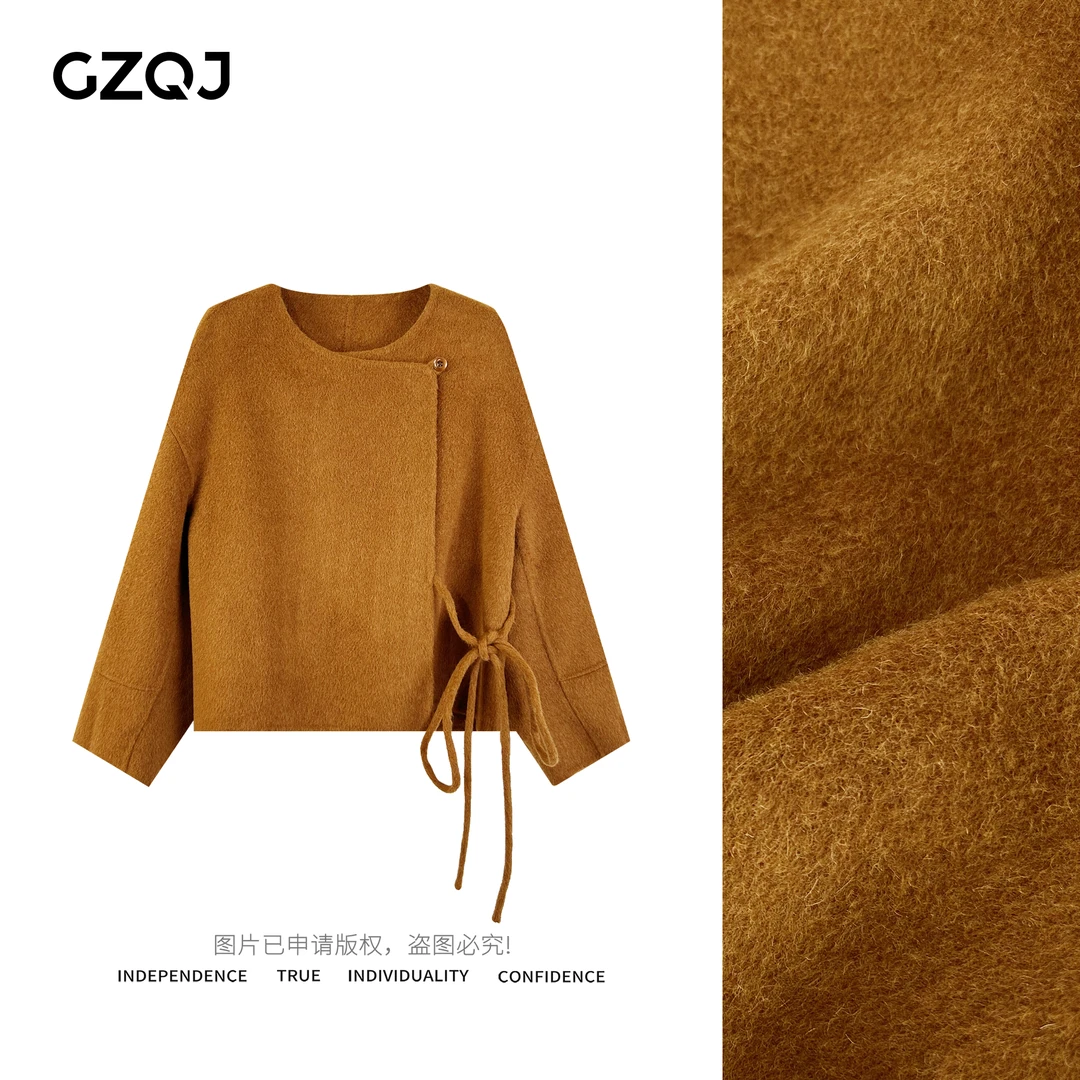 老琴私服【优雅出行】 设计感百搭时尚羊毛毛呢外套短款大衣女冬791