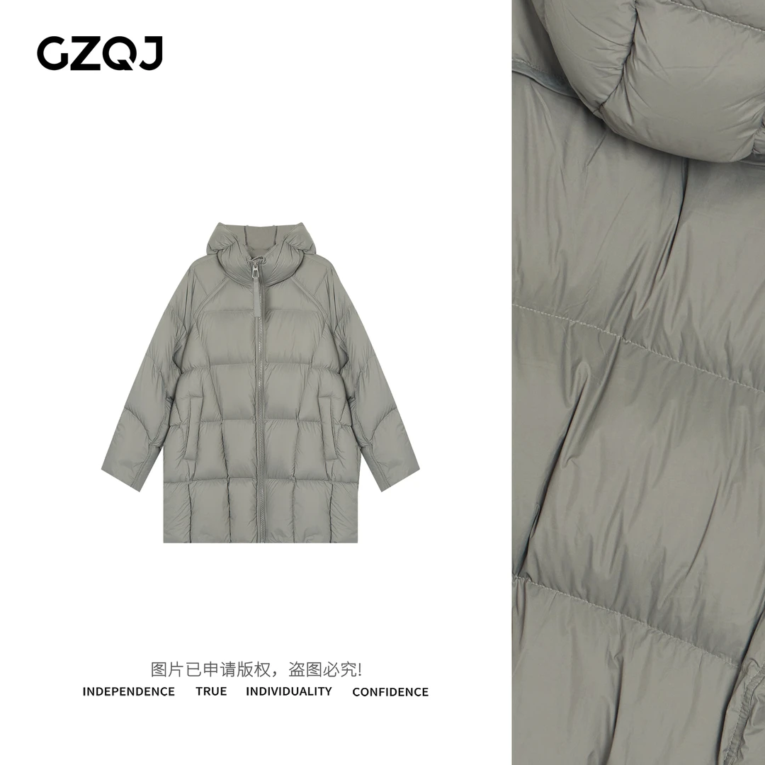 老琴私服【温暖大师】休闲时尚豆腐块设计连帽羽绒服外套女冬7256