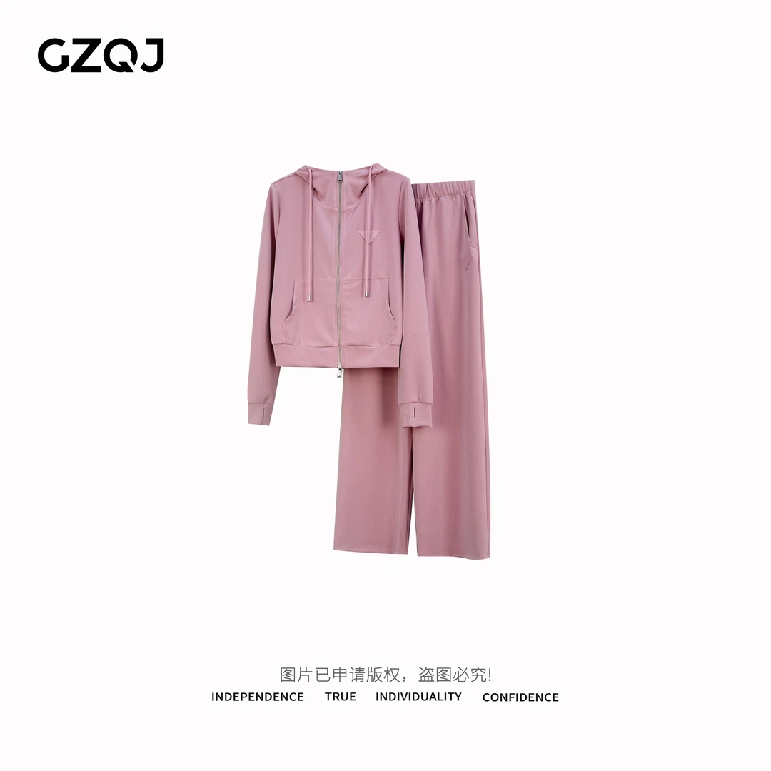 老琴私服【慵懒穿搭】 设计感时尚拉链休闲上衣+阔腿裤两件套 71015