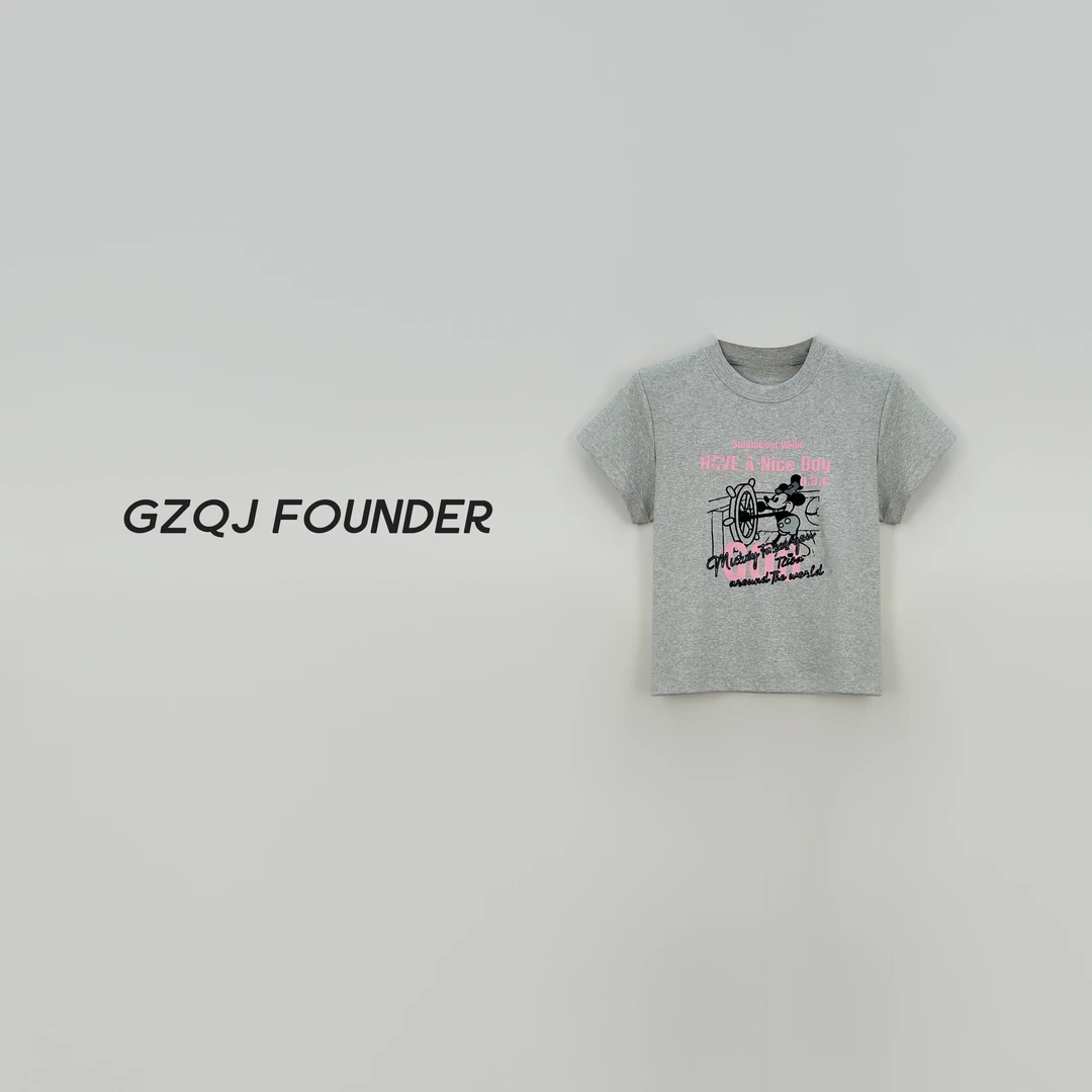 老琴私服 【米老鼠T】小众正肩印花短袖T恤女夏季圆领显瘦上衣 3118