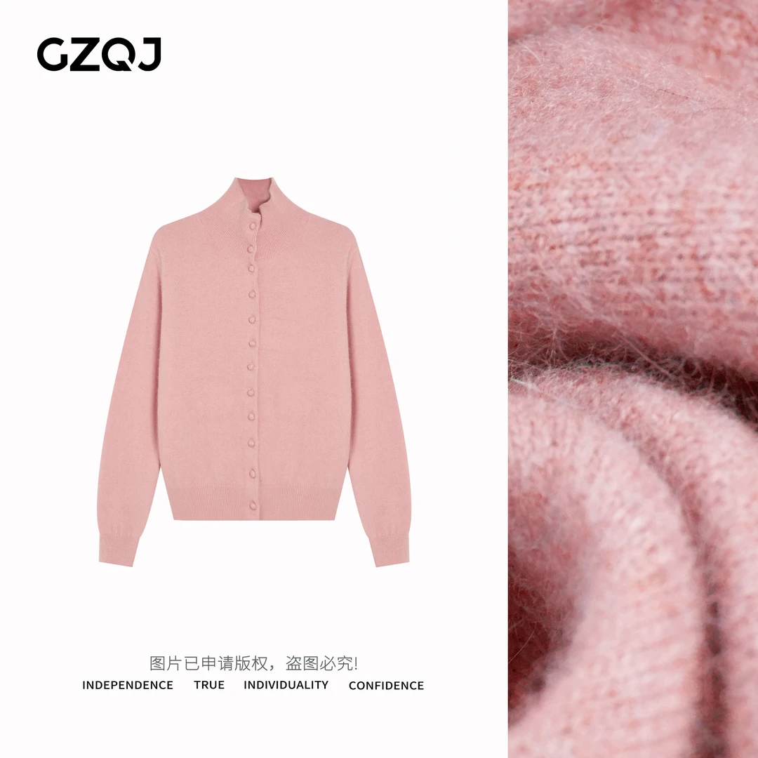 老琴私服【豆豆毛衣】复古时尚立领单排扣毛衣女秋冬针织开衫3307