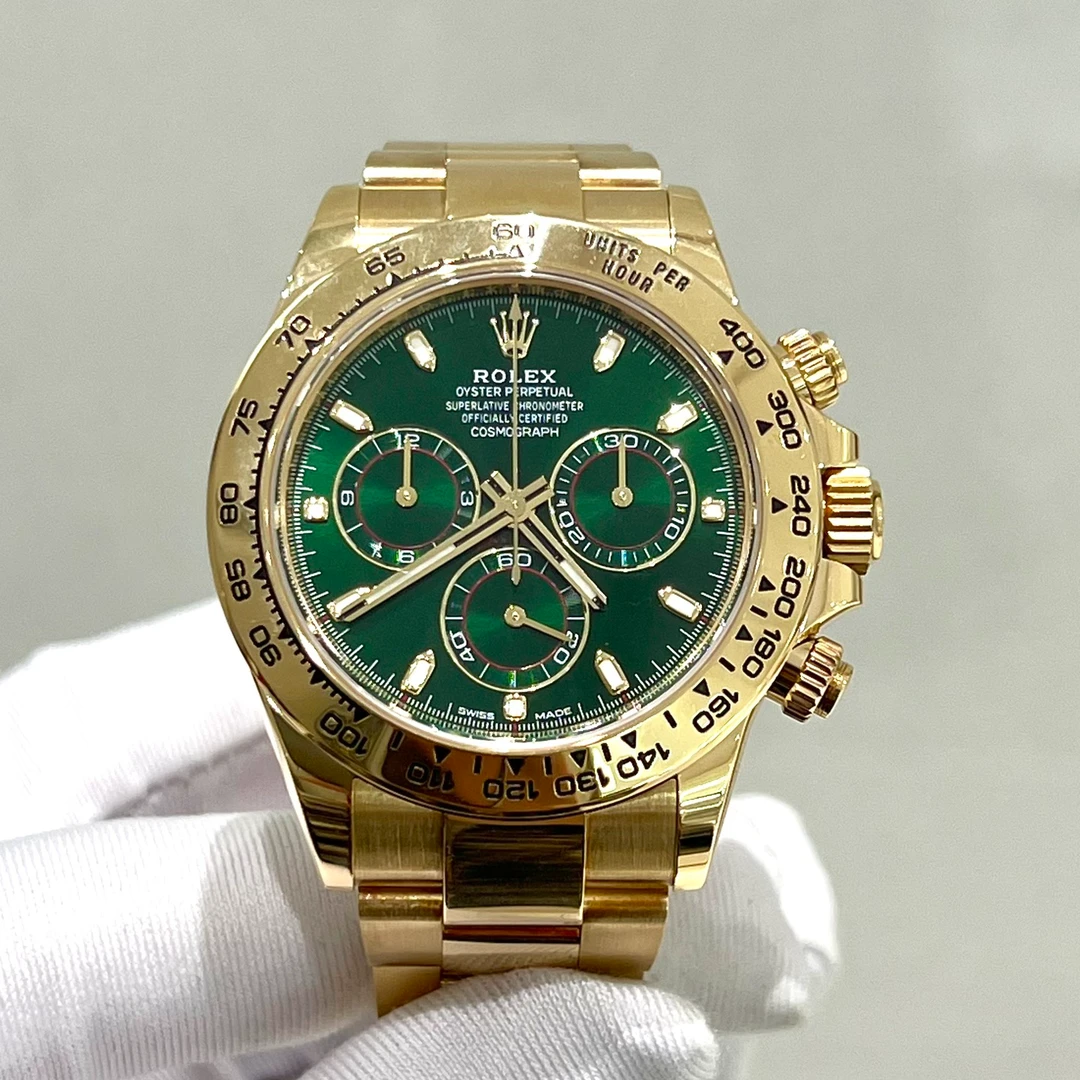 99新 Rolex/劳力士 2020年12月全套计绿面黄金迪通拿m116508-0013
