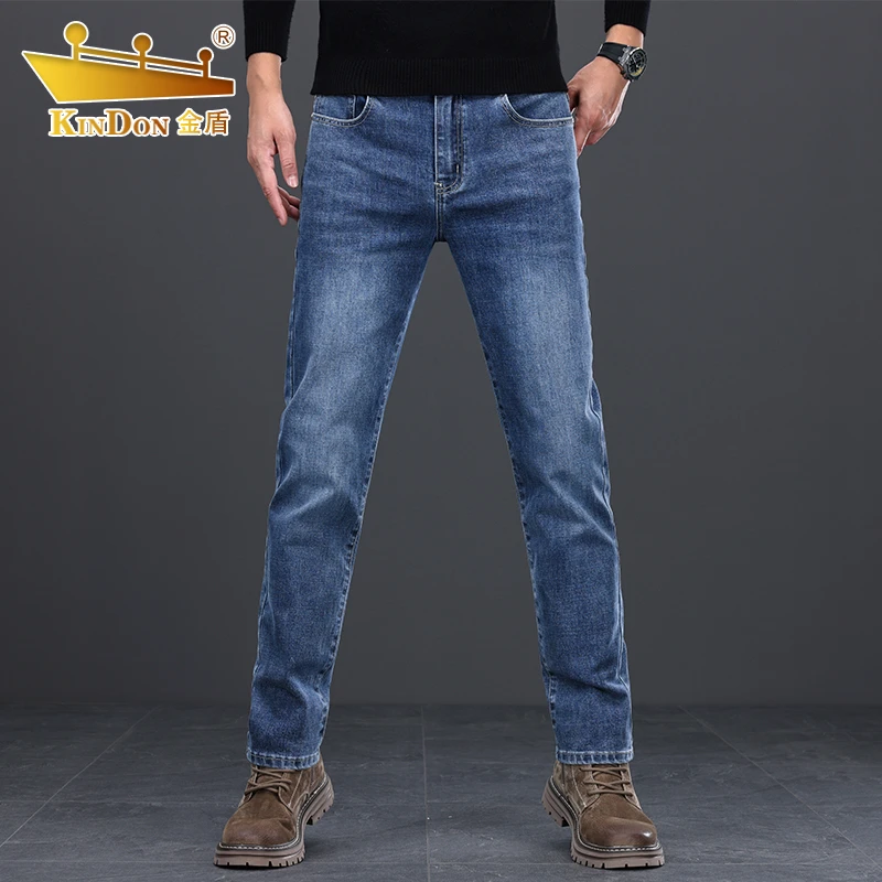 2025年夏季款牛仔裤男直筒高腰弹力商务大码休闲宽松男士简约裤子