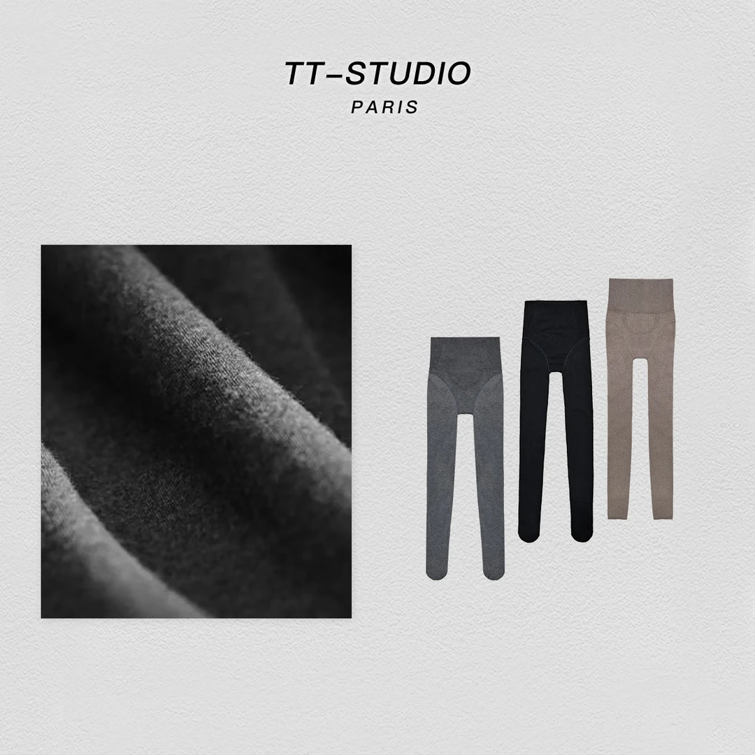 【腿精】格雷系羊毛蜂窝式颗粒设计高腰收腹提臀保暖连脚打底裤