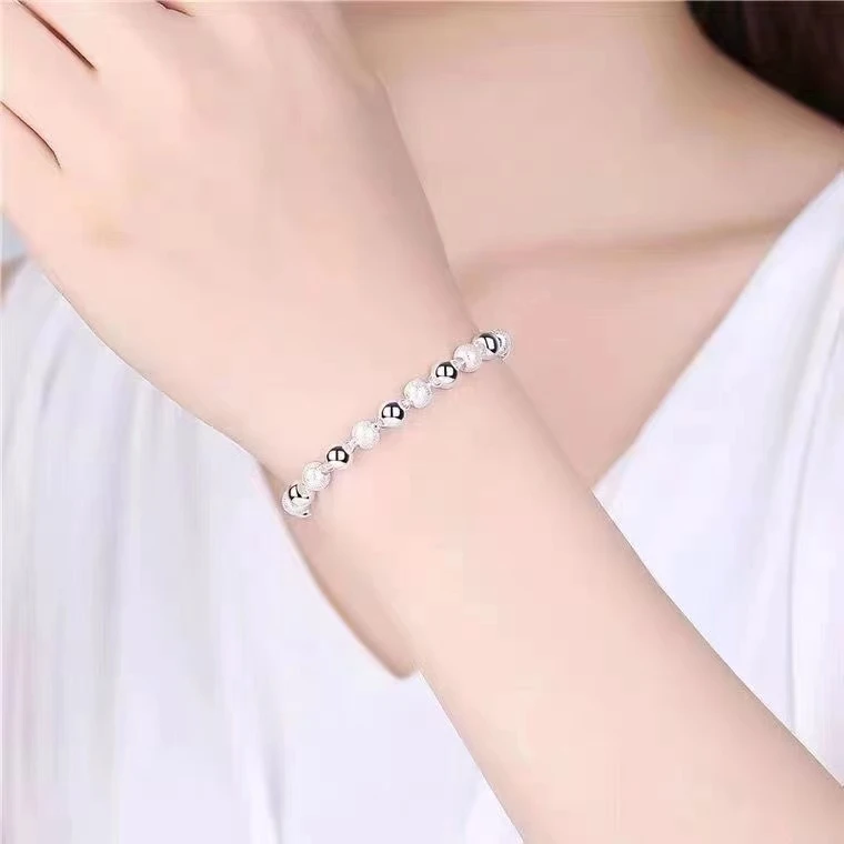 足银手链 824 足银9999足 银手链招财旺夫千手镯可调节送爱人情人