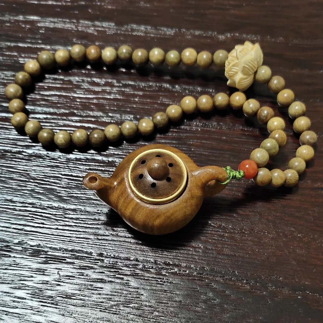 辰曦文创天然绿檀木精工制作镂空把把壶把把福手把件木雕把玩
