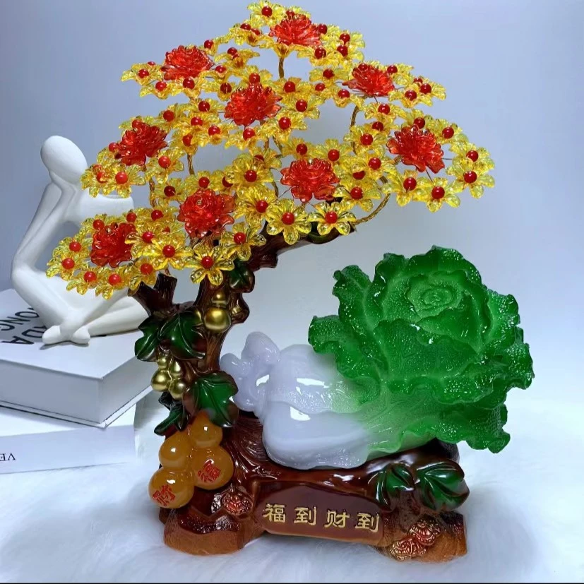 diy手工串珠发财树材料包葫芦双全玉白菜招财树居家摆设工艺品