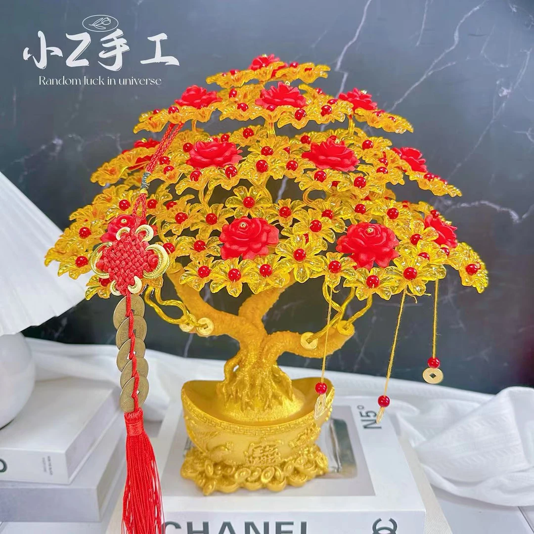 手工串珠发财树材料包DIY创意编织品招财树居家摆件装饰品