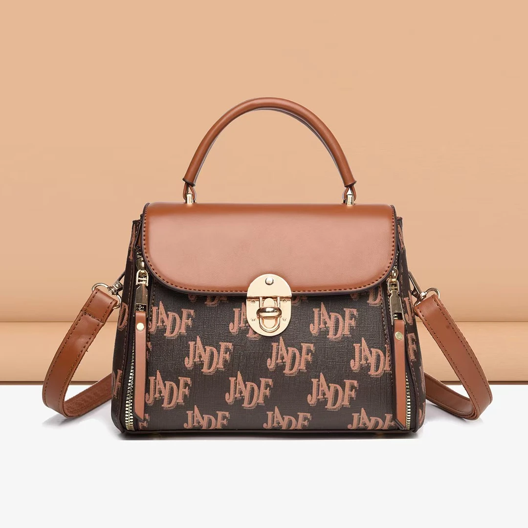 2024新款时尚单肩包轻奢手提包大容量包包8297棕色