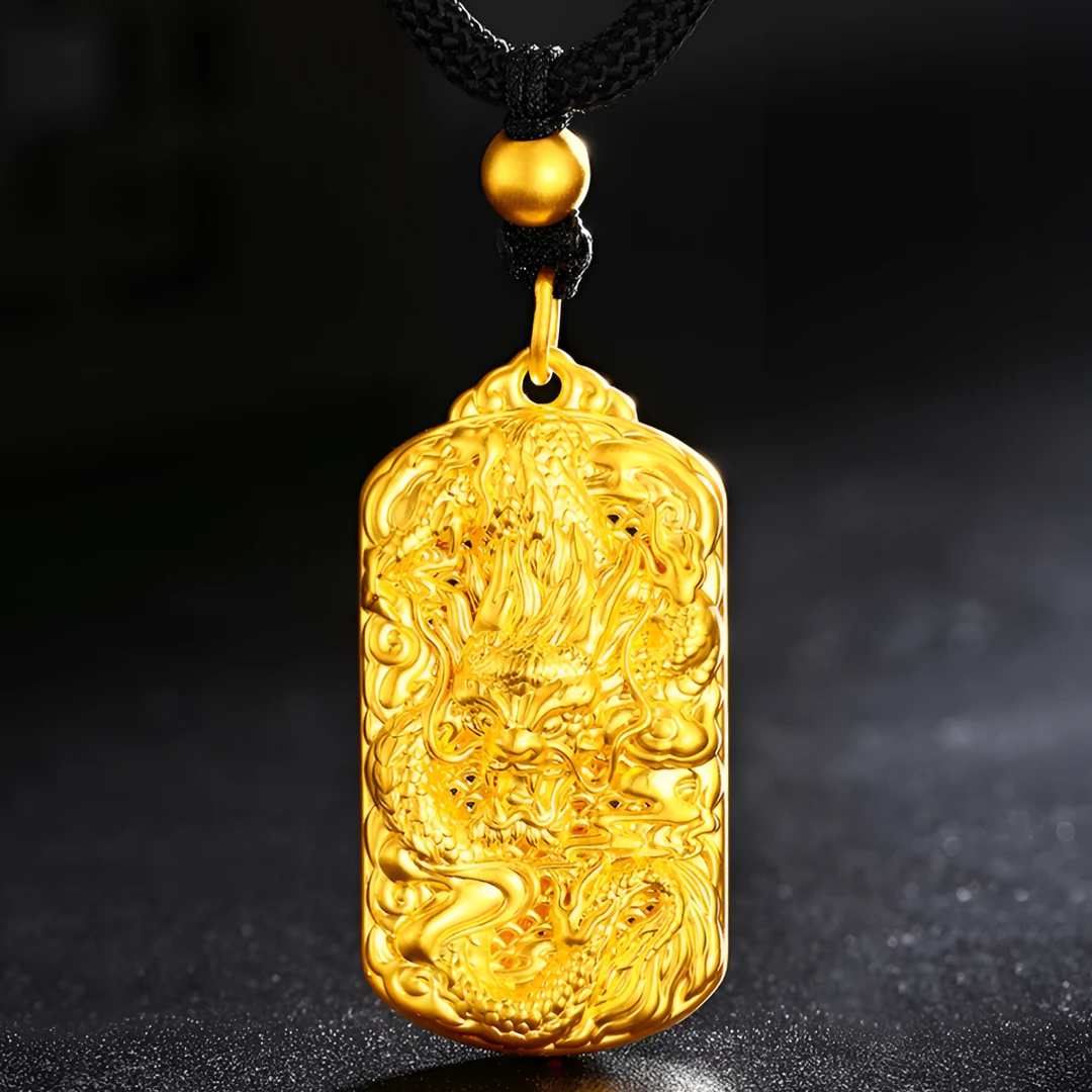 铜合金吊坠 铜合金龙腾四海男士空心双面雕刻吊坠大气龙凤呈祥