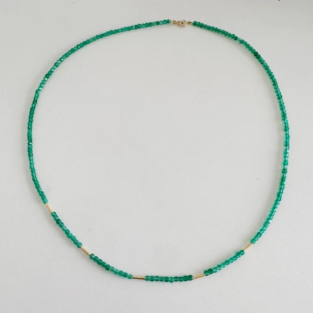 【新纯粹】豹豹法式珠宝 金镶玉髓项链 绿色