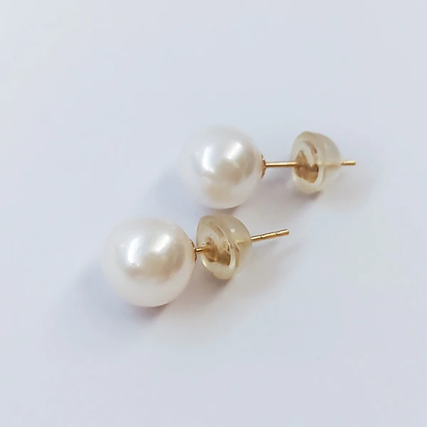 akoya耳钉7-8mm天然海水小灯泡珍珠耳针
