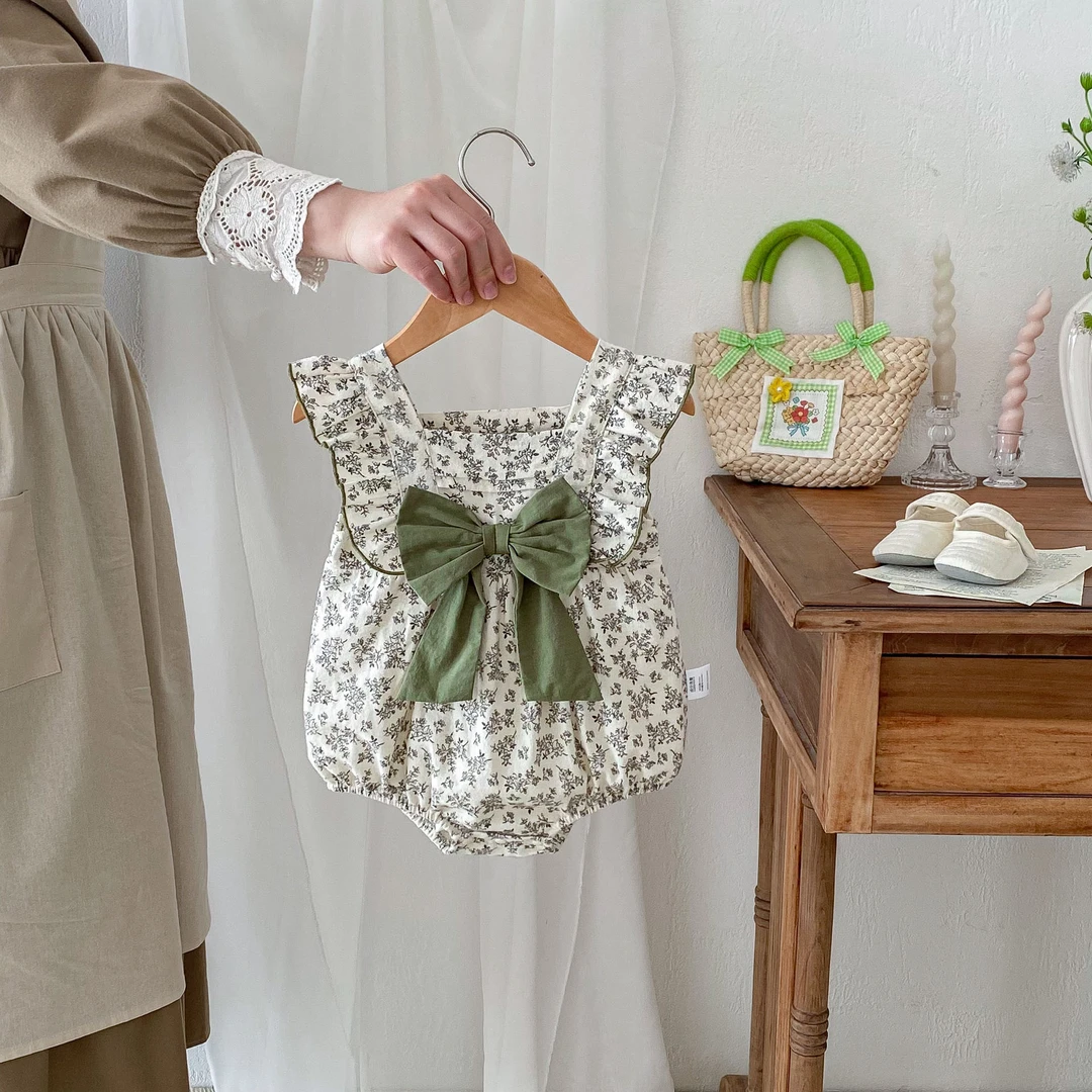 婴儿夏季连体衣女宝宝碎花包屁衣公主礼服新生儿衣服a类纯棉薄款