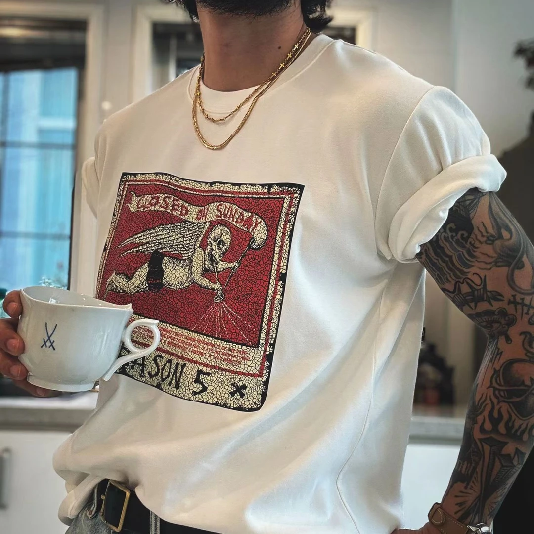 320g重磅纯棉短袖关闭周日 哈尔施法特 T恤美式休闲宽松潮牌tee