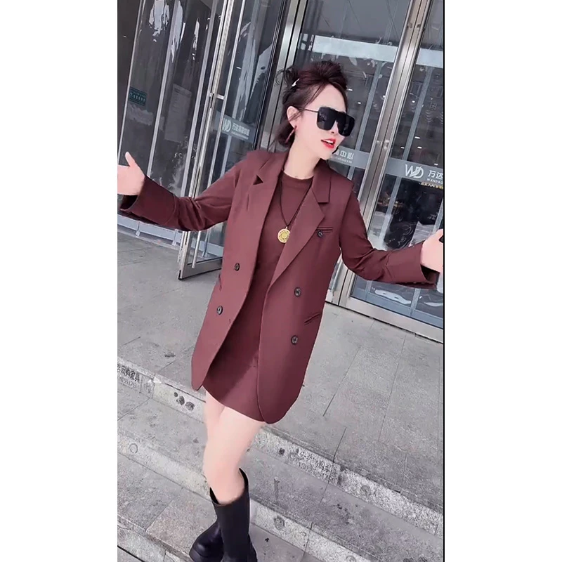 2024年女春秋季网红新款时尚洋气欧货百搭休闲西服马甲+打底衫