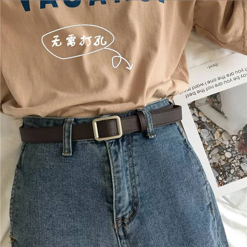 【艾媛良品】皮带女无孔简约百搭韩国裤带韩版学生牛仔裤腰带装饰