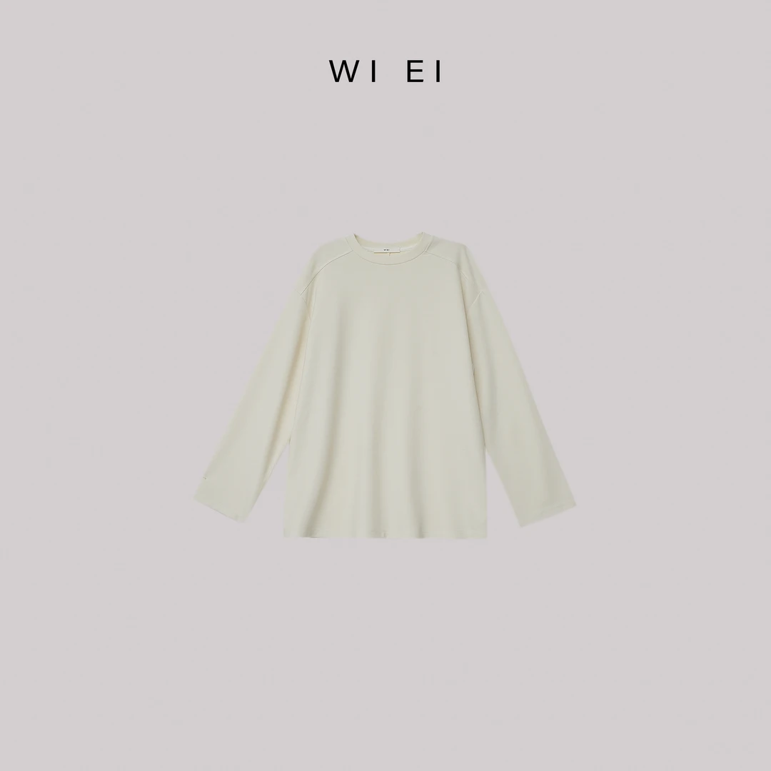 《WI EI》ROW风 简约 极简风 长袖T恤 宽松 圆领 打底上衣 23947