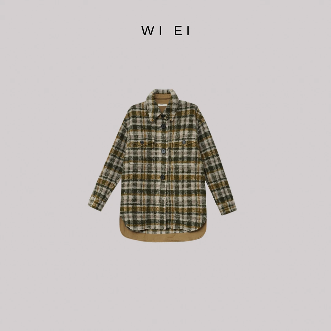 《WI EI》新配色 ISA法式小众 潮线经典 翻领格纹 外套 5V052