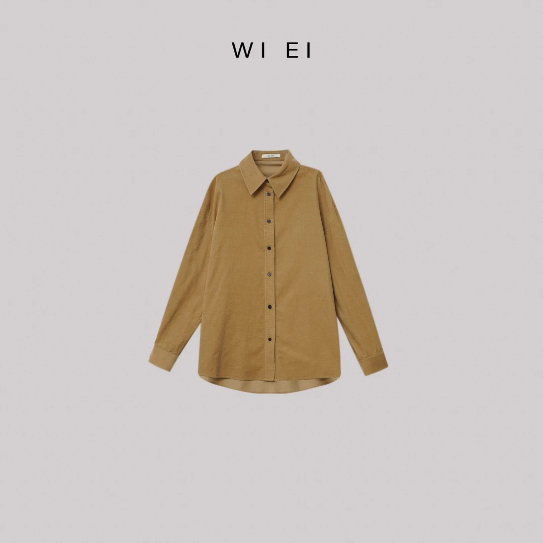 《WI EI》从叠* 巴恩风 复古坑条灯芯绒佰搭叠穿衬衫外套 23888A