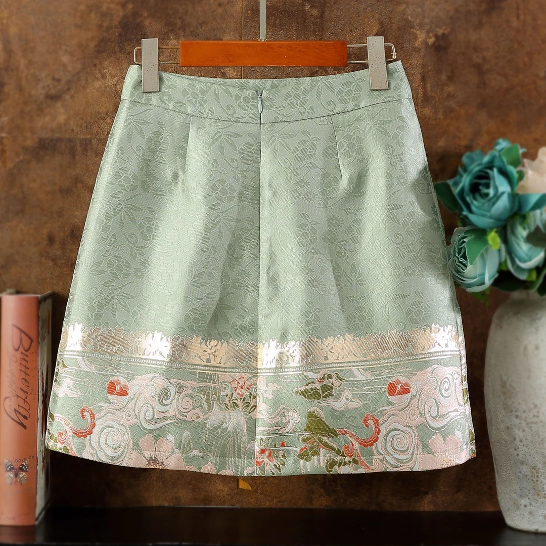 夏季中国风文艺抗皱百褶裙防走光高腰百搭显瘦新中式女装时髦穿搭