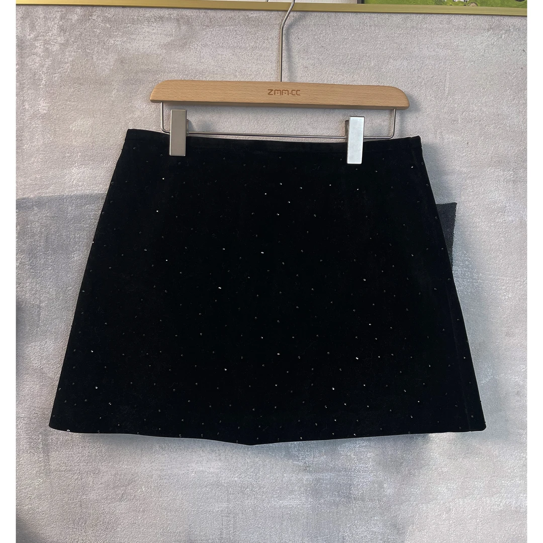 【LNHJ】月色星空 秋冬季时尚烫钻小A版半身裙（有衬裤）