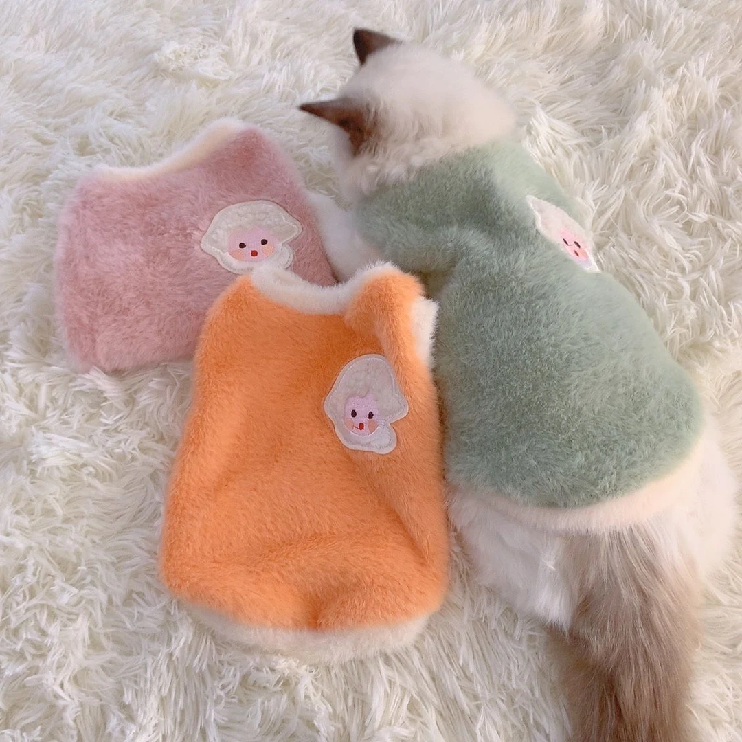 秋冬季可爱猫咪衣服狗狗冬保暖加厚背心防掉毛布偶宠物衣服小型犬