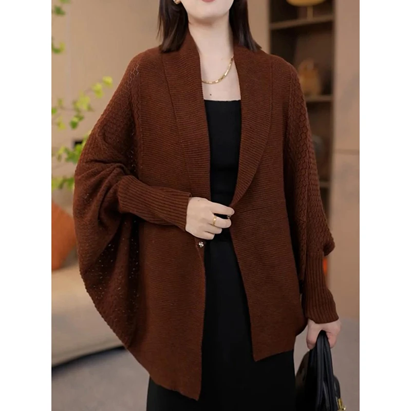 复古民族风优雅时尚长袖针织衫2025秋季新款气质百搭纯色开衫毛衣