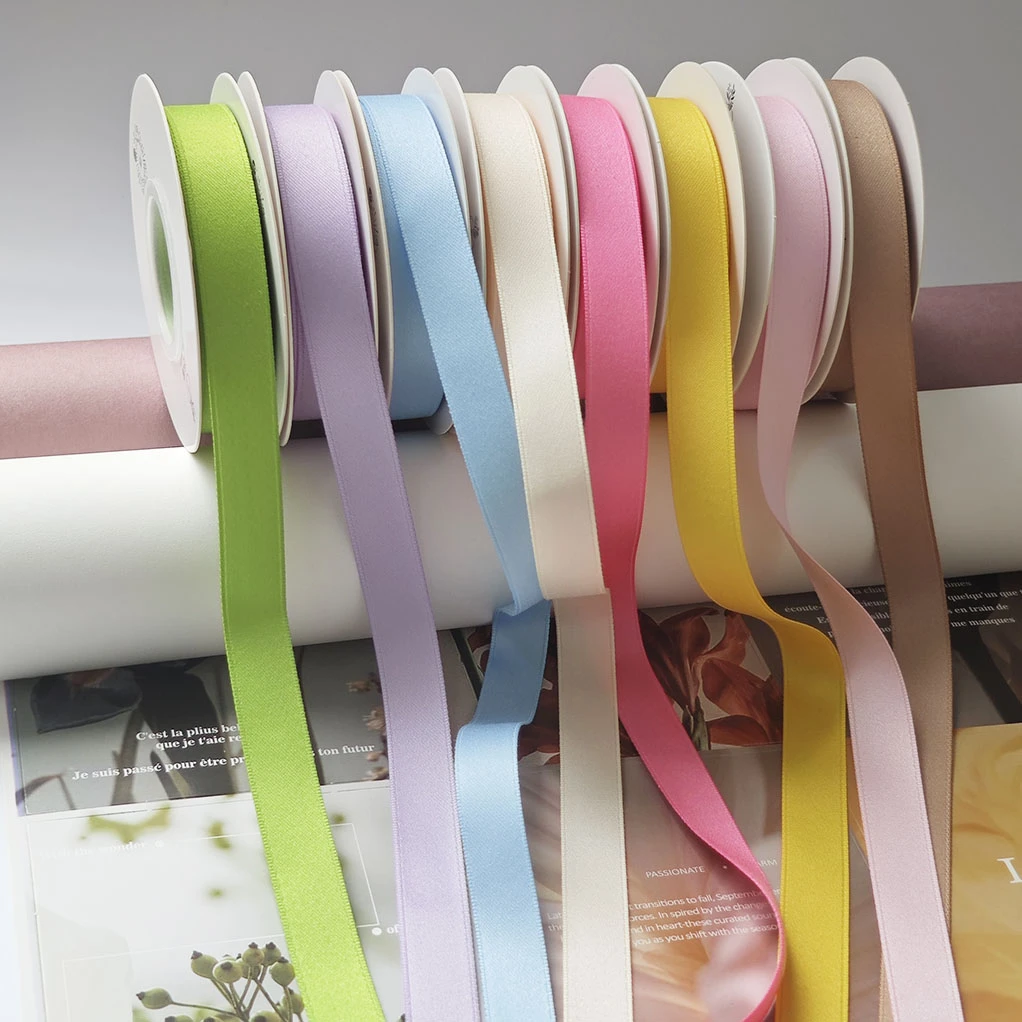 1.5纯色涤棉丝带马卡龙色花束包装打蝴蝶结装饰礼盒绑带花店资材