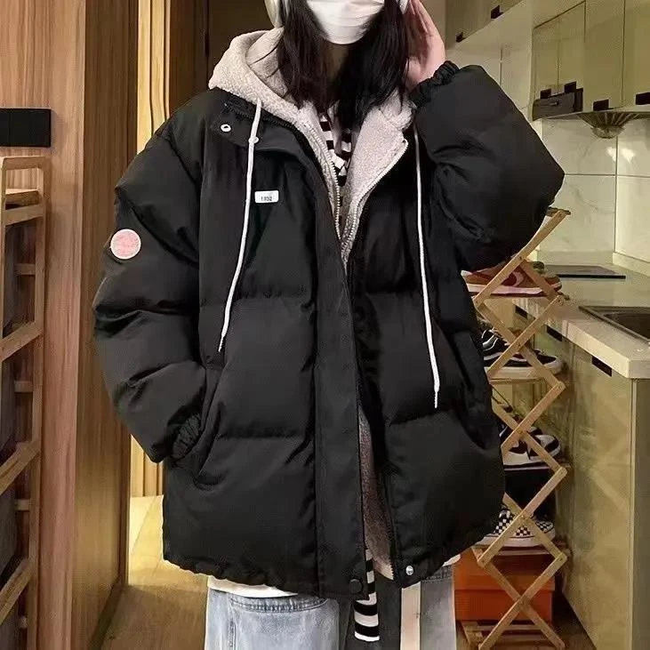 波司澄羽绒服假两件棉服女oversize韩系宽松休闲连帽棉衣ins潮港