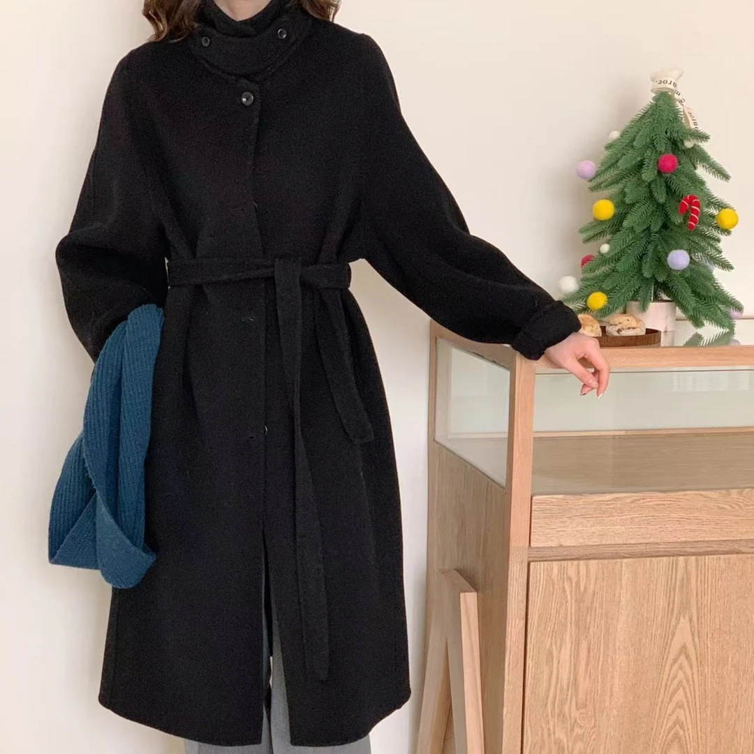 显瘦气质休闲时尚宽松韩版秋冬羊大毛衣双面厚御寒保暖网红百搭