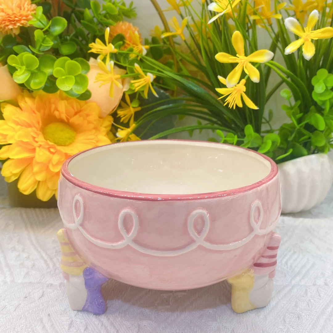 创意陶瓷摆件可爱地精掉漆裂纹针孔