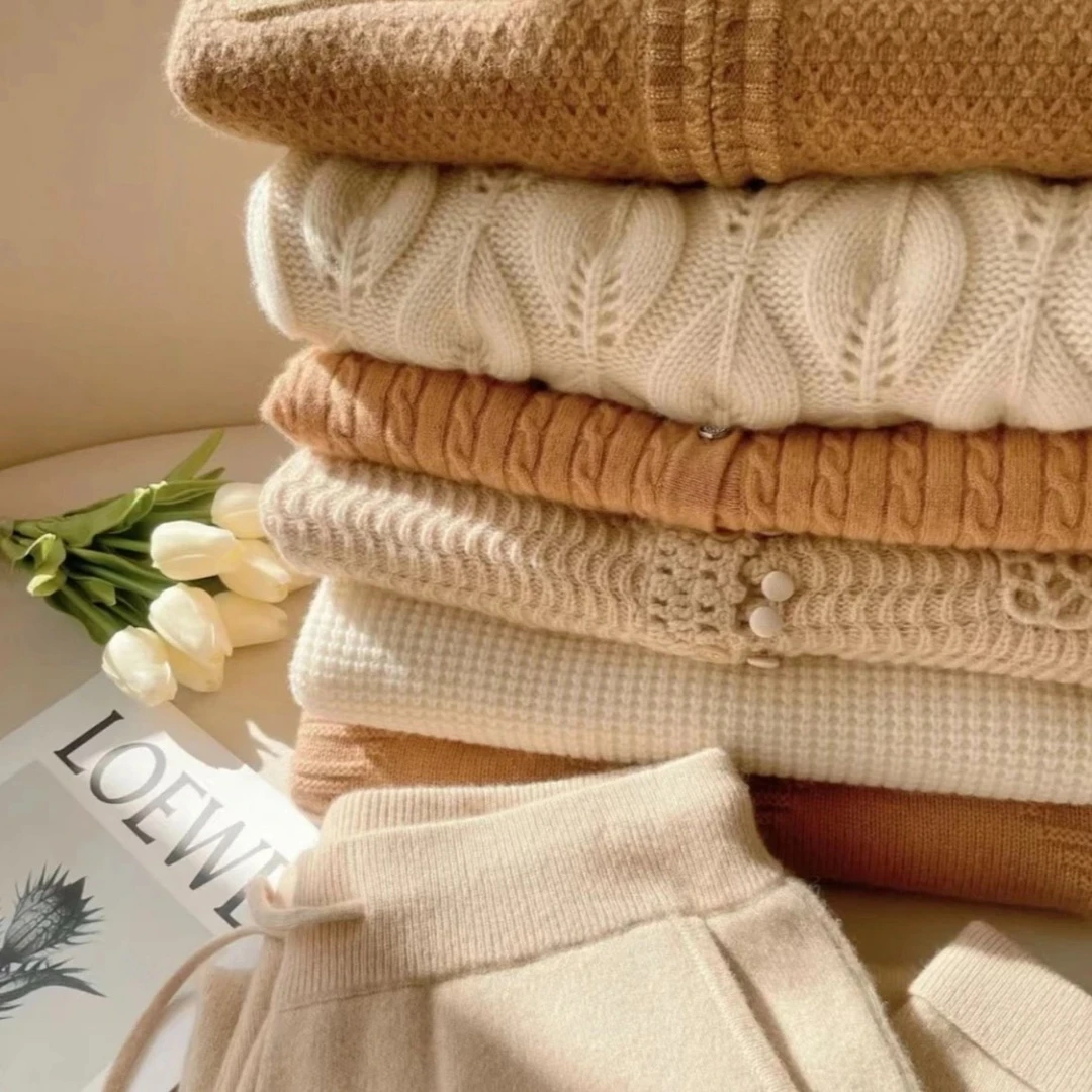 谊邦『0524孤品清仓系列』宽松针织百搭时尚山羊绒衫针织开衫上衣