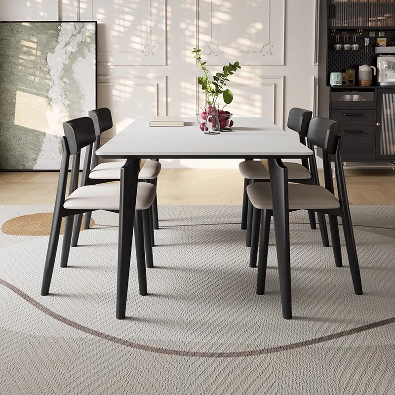 源头厂家依诺岩板家用实木餐桌全托底板餐桌极简家用小户型饭桌子