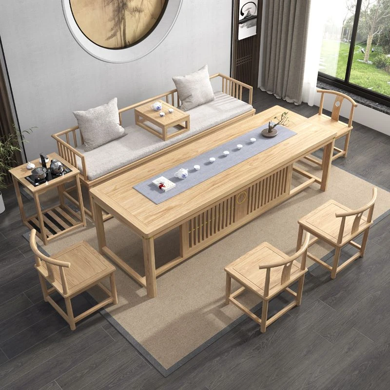 新中式茶几酒店桌客厅家用茶桌椅组合茶台实木办公茶桌套装一体