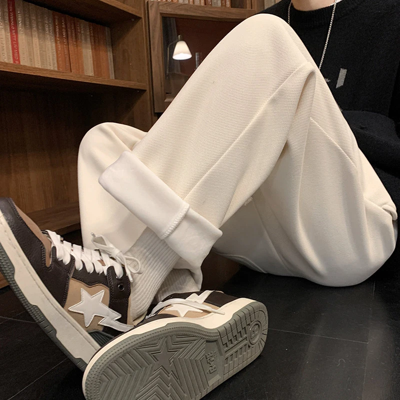 美式复古灯芯绒裤子男秋冬垂感宽松运动裤潮牌加绒加厚大码休闲裤