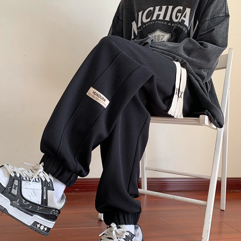 青少年男休闲裤初中学生加绒潮流大童裤子男孩春秋帅气加厚卫裤潮