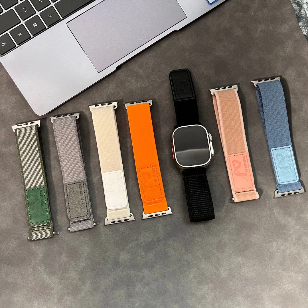 适用苹果表带1-10代S10/Ultra皮标野径尼龙金属头表带iwatch腕带