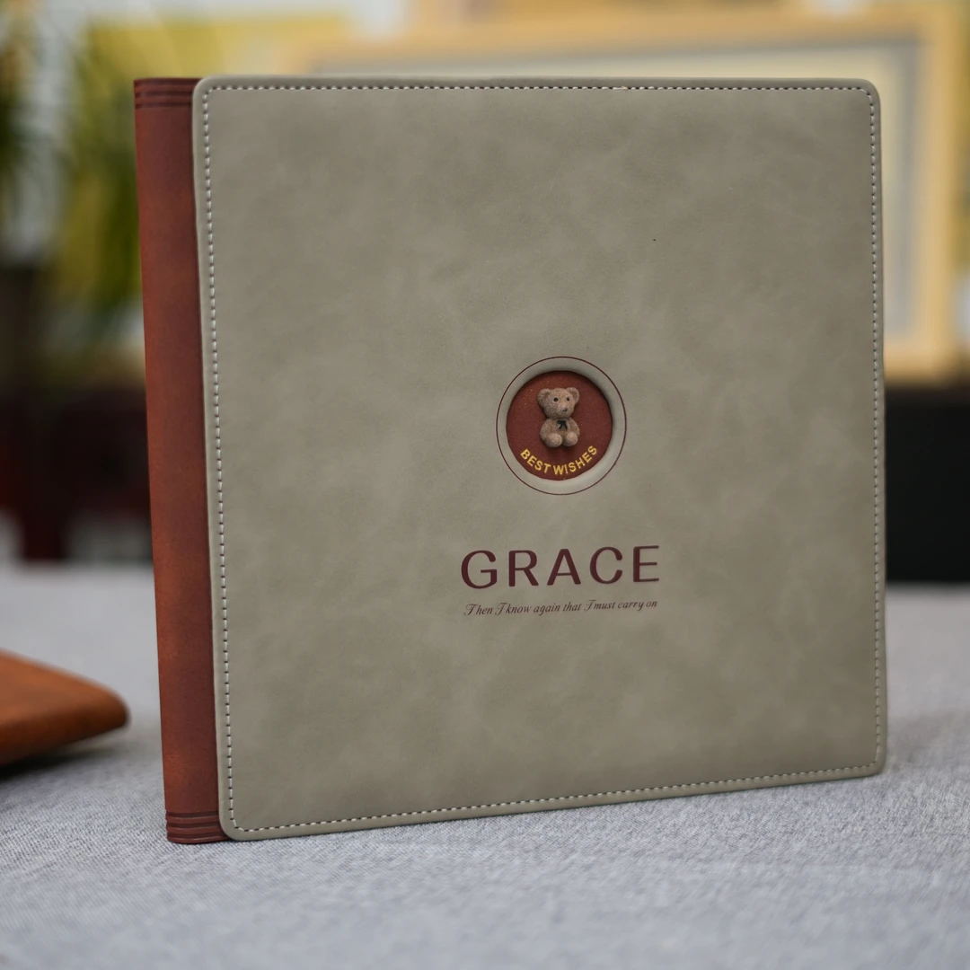 「时光礼语」方十小熊皮质相册 个性定制照片 磨砂质感皮面