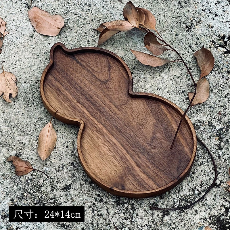 臻木匠心 北美黑胡桃干泡盘-葫芦ZMJXY016干泡台茶盘胡桃木茶盘