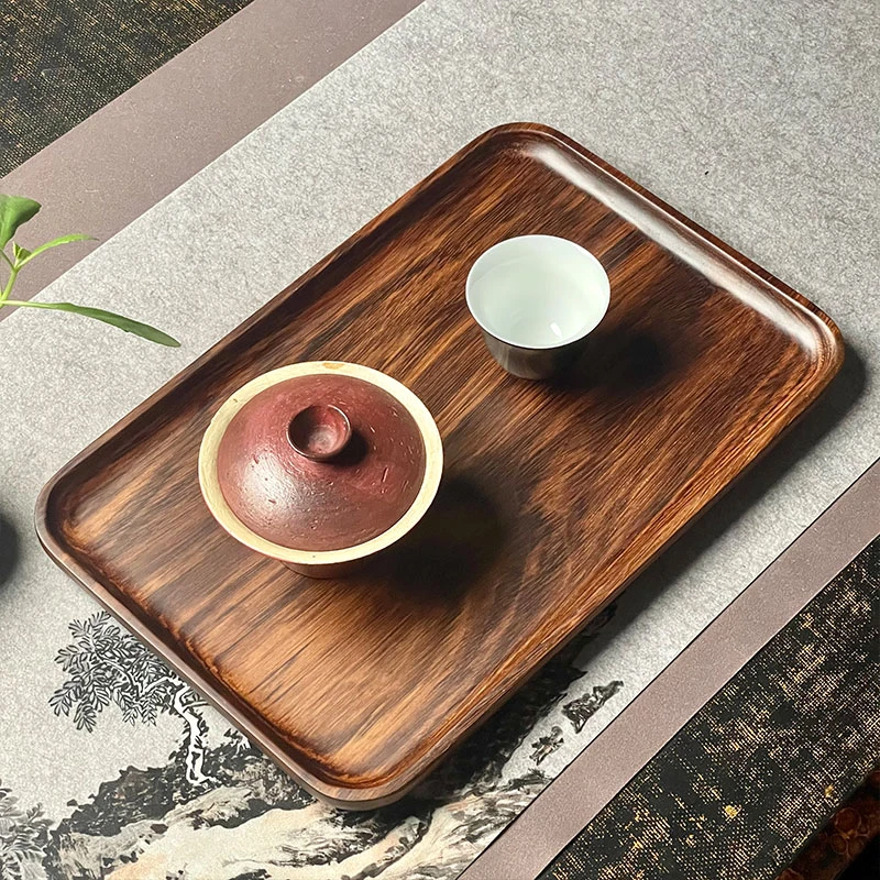 臻木匠心 乌金木长方茶盘 ZMJX062 实木壶承茶盘托中式果盘餐盘