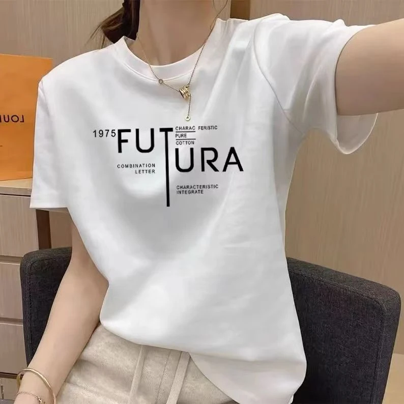 小众别致字母印花棉宽松短袖百搭简约男女同款