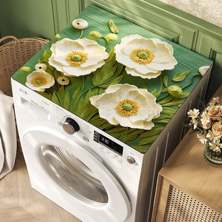 花卉洗衣机盖垫子吸水防晒冰箱盖布防尘罩垫布硅藻泥柜防尘垫D675