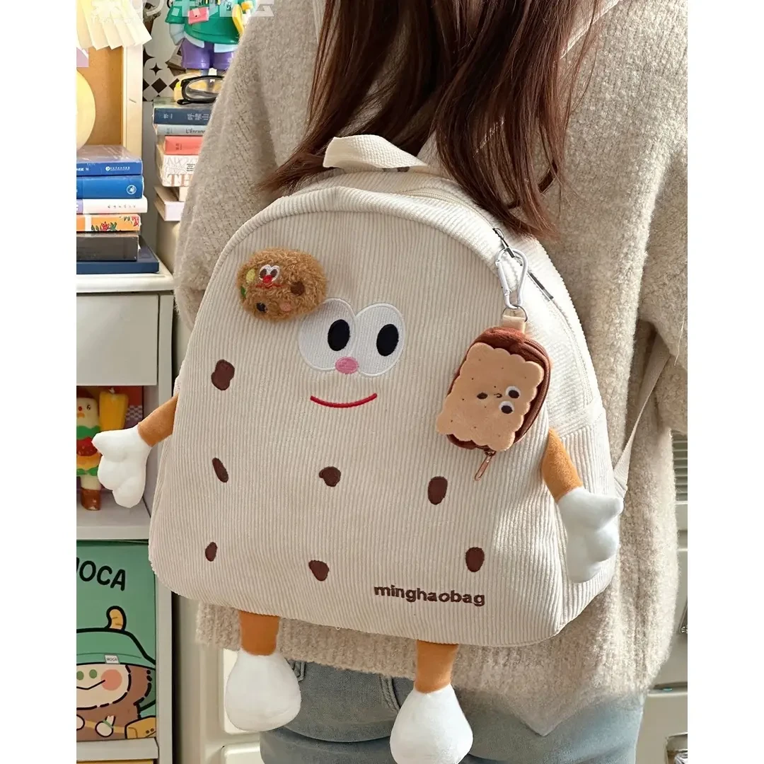 小红书ins可爱饼干帆布背包女日系软妹双肩休闲百搭学生背包C943