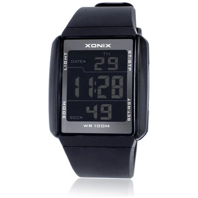 XONIX大数字夜光学生情侣手表男士防水LED多功能户外运动电子手表