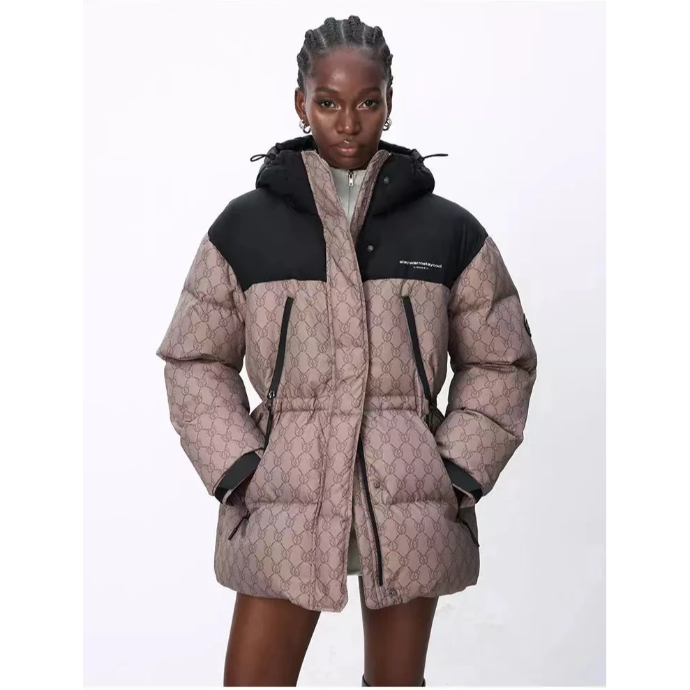 Y24601246灰卡其猫头闪电印花羽绒服