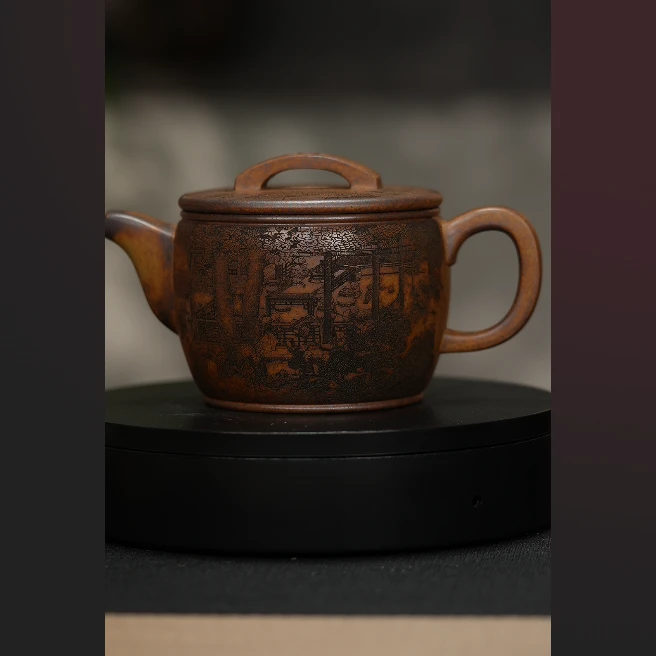 808 龙骨金砂刻绘汉瓦壶