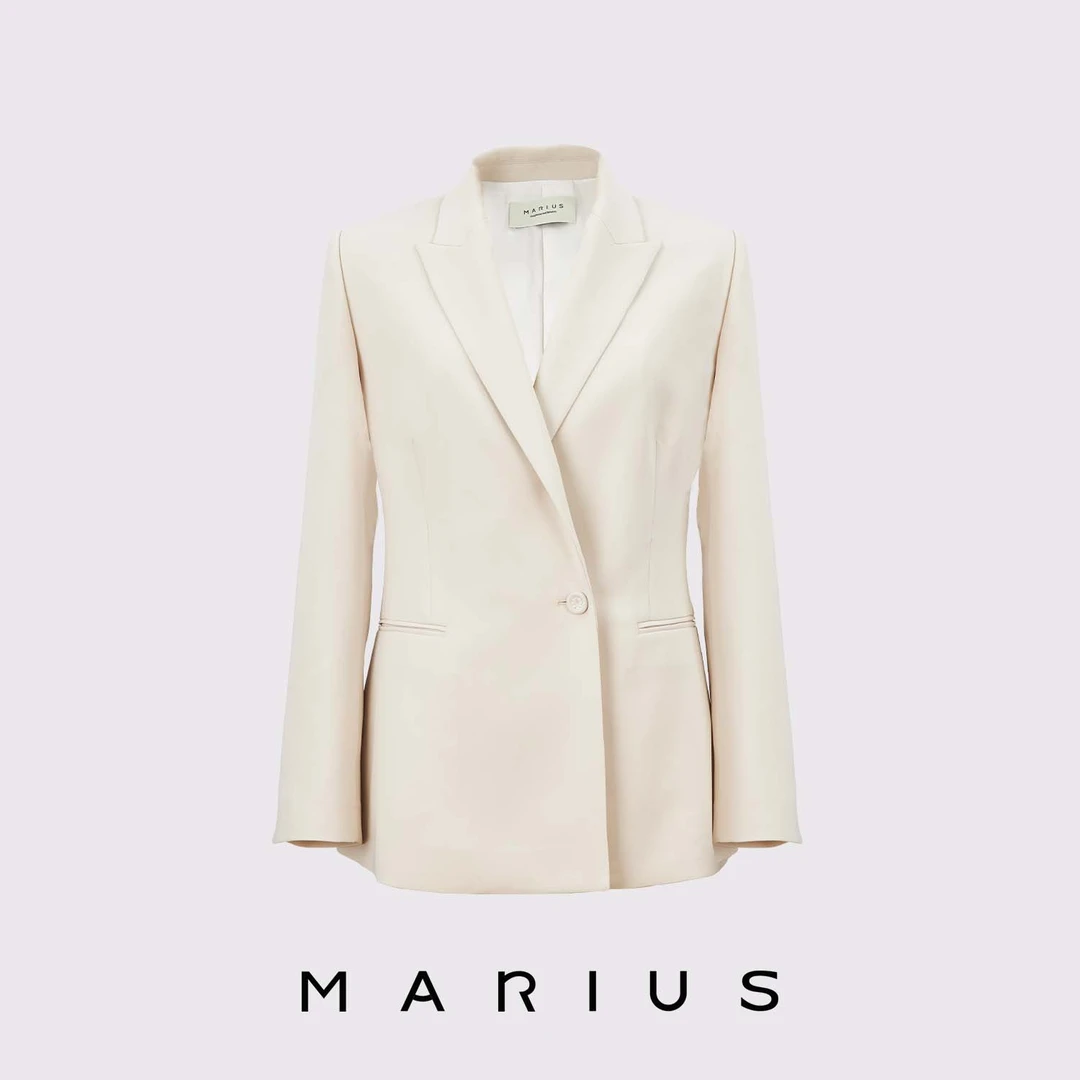 MARIUS【曼哈顿】三醋酸枪驳领气质微收腰正肩西装套装职业