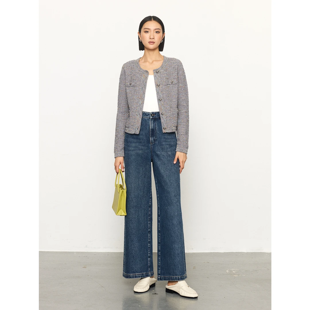 MARIUSMARIUS“钻钻牛仔”百搭精梳棉手工闪钻酷飒宽松牛仔裤