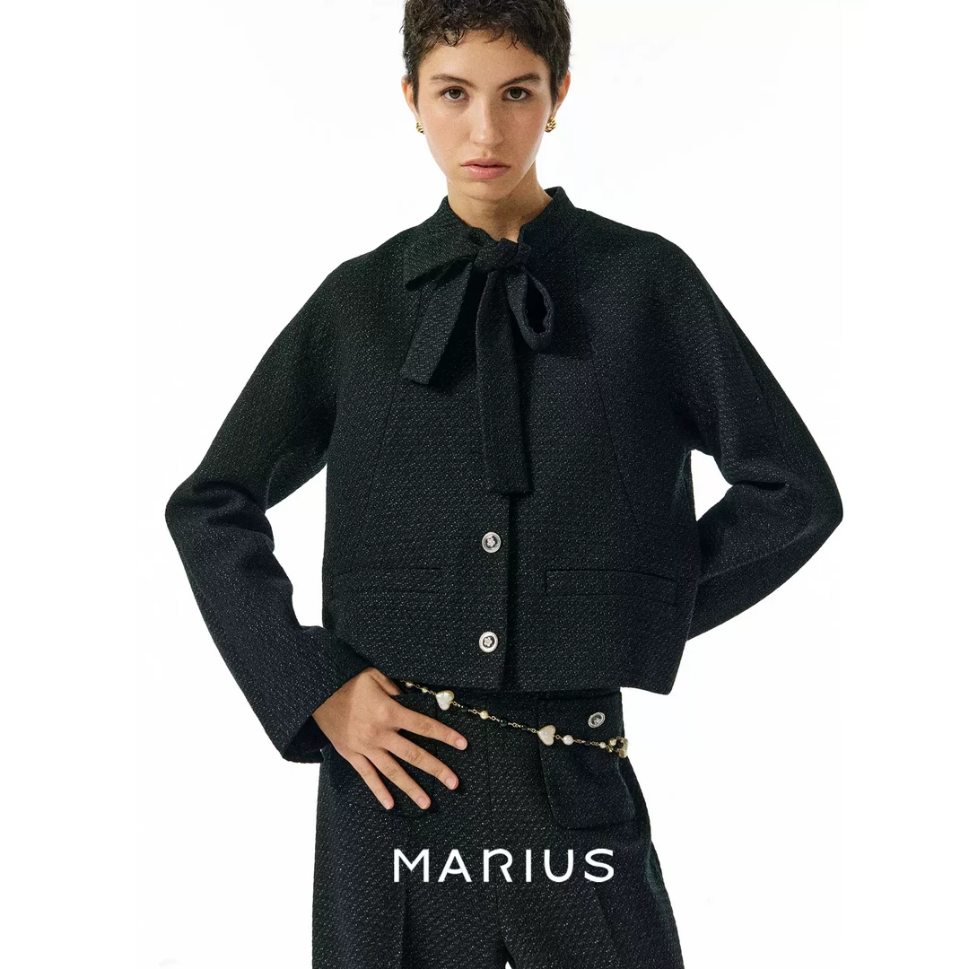 MARIUS "系带小香"甄奢ROYALRUYI小香风短外套直筒长裤套装